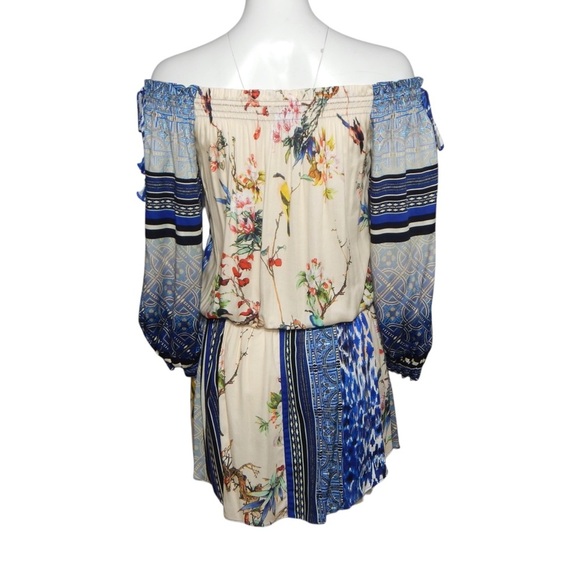 Hale Bob Off-The-Shoulder Mini Dress Colorful Patchwork Peasant Boho Size XS - Picture 4 of 7